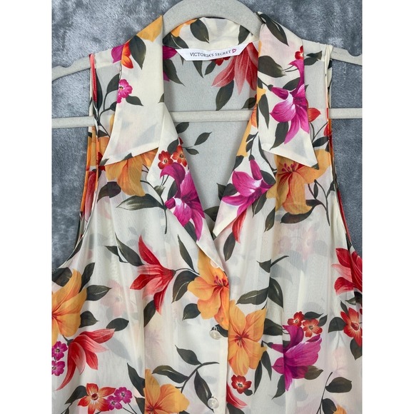 Victoria's Secret Maxi Dress Large Floral Button Up Sleeveless Sheer Y2K Vintage - Picture 4 of 11